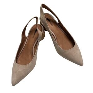 NIB Matiko Circa Peach-Nude Suede Slingback Pointy Toe Round Heel Sandal- US 5